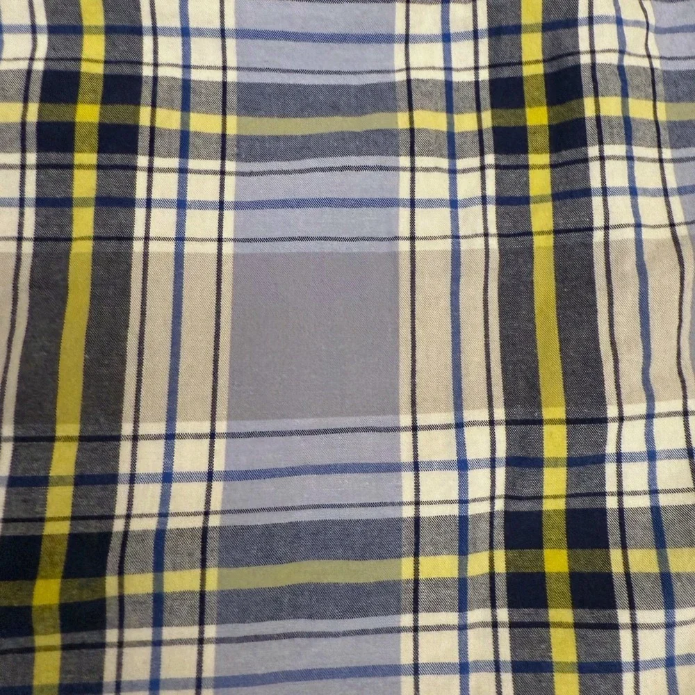 Old Navy Plaid Long Sleeve Button Up‎ Shirt Kids Size L G 10/12 Blue Yellow